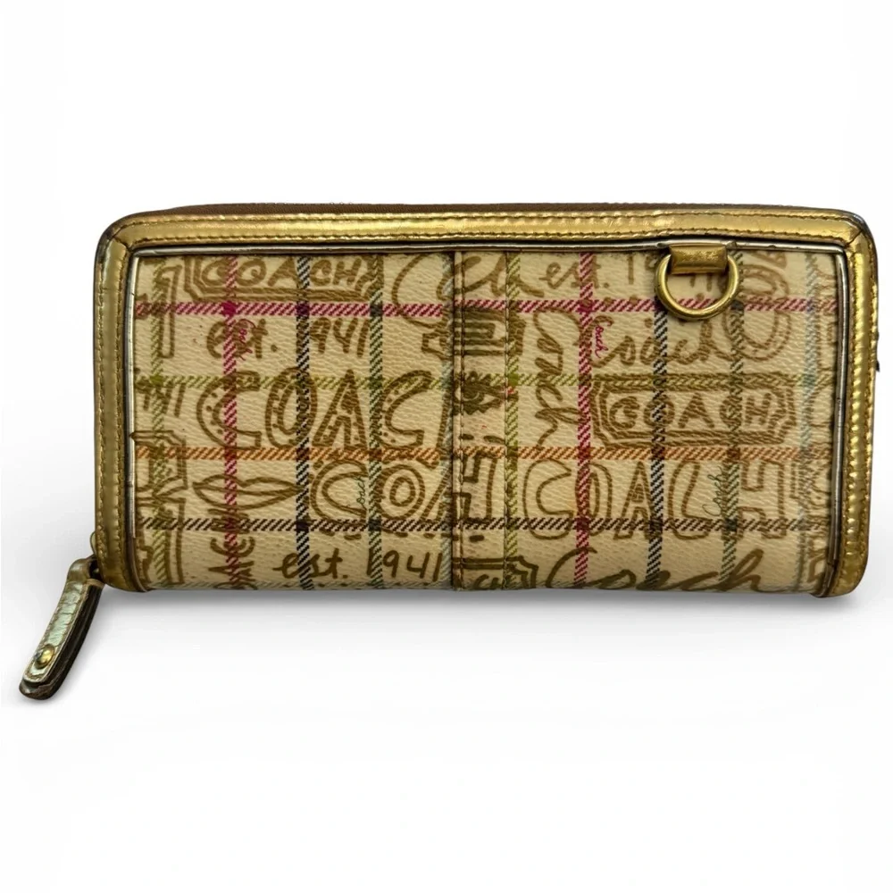 Coach Tattersall Graffiti Zip Around Wallet - Picture 2 of 5